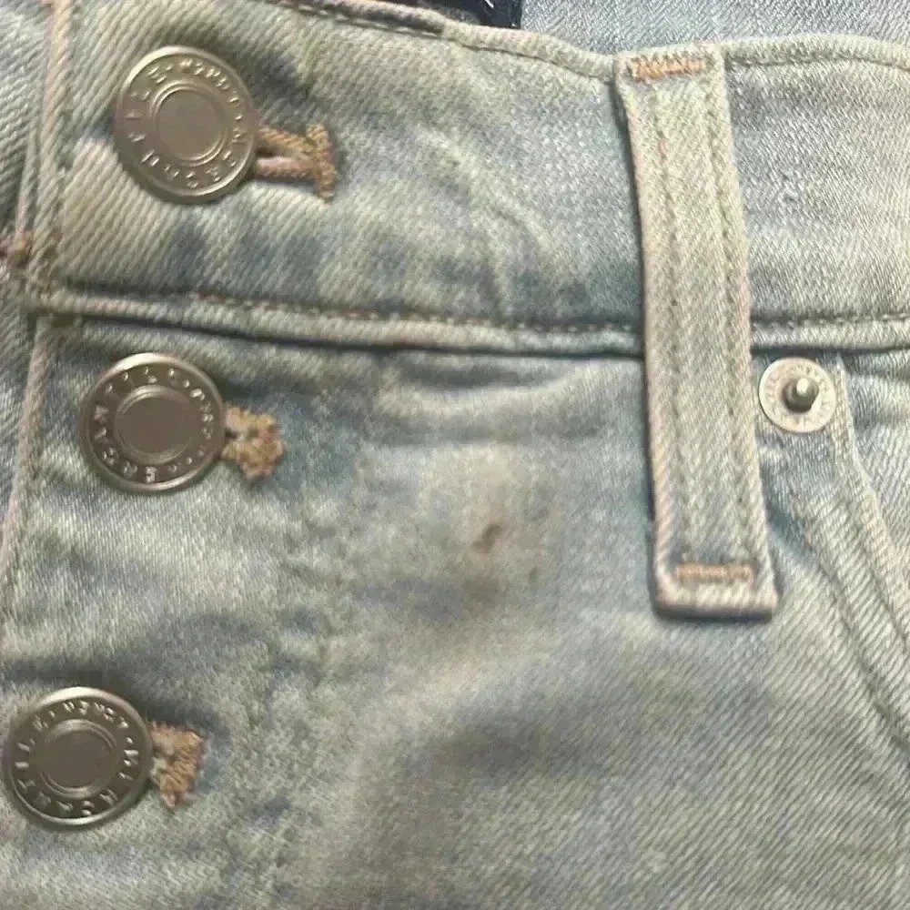 J.Crew Mercantile High-Rise Button-Fly Denim Shorts Size 28 Fray Edge Stretch - Picture 8 of 8